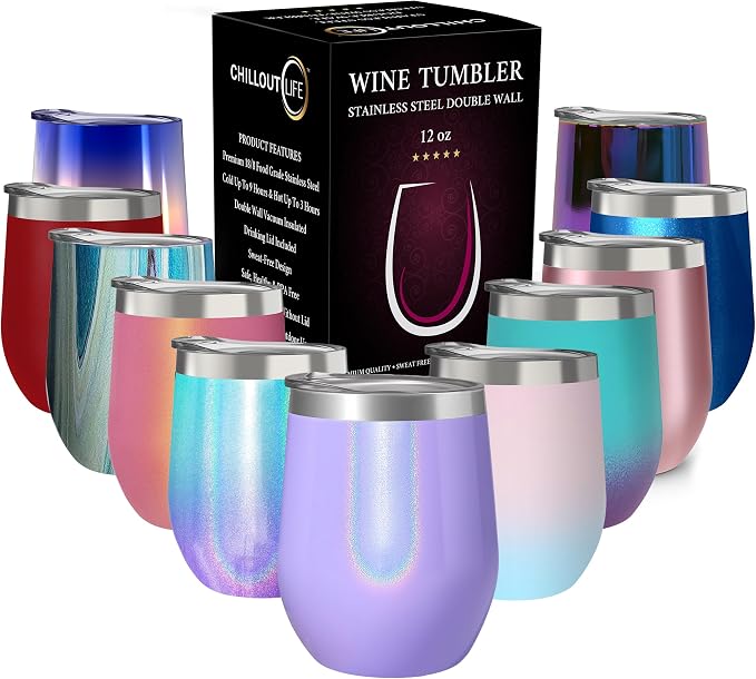 CHILLOUT LIFE 12 oz Stainless Steel Wine Tumbler