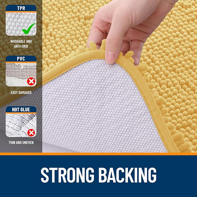 OLANLY Bathroom Rugs 34x21, Extra Soft Absorbent Chenille Bath Rugs, Rubber