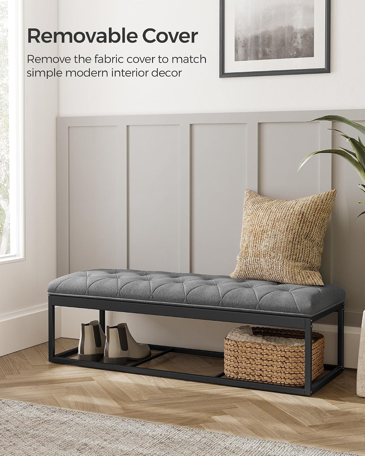 SONGMICS Storage Ottoman Bench, Foot Rest with Legs, Load up to 661.4 lb