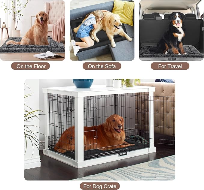 2 Pack Dog Bed for Large Medium Small Dogs,Reversible Rectangle Dog Bed,Washable Orthopedic Durable Sofa Bed for Pet Sleeping Puppy Cat-M-Grey