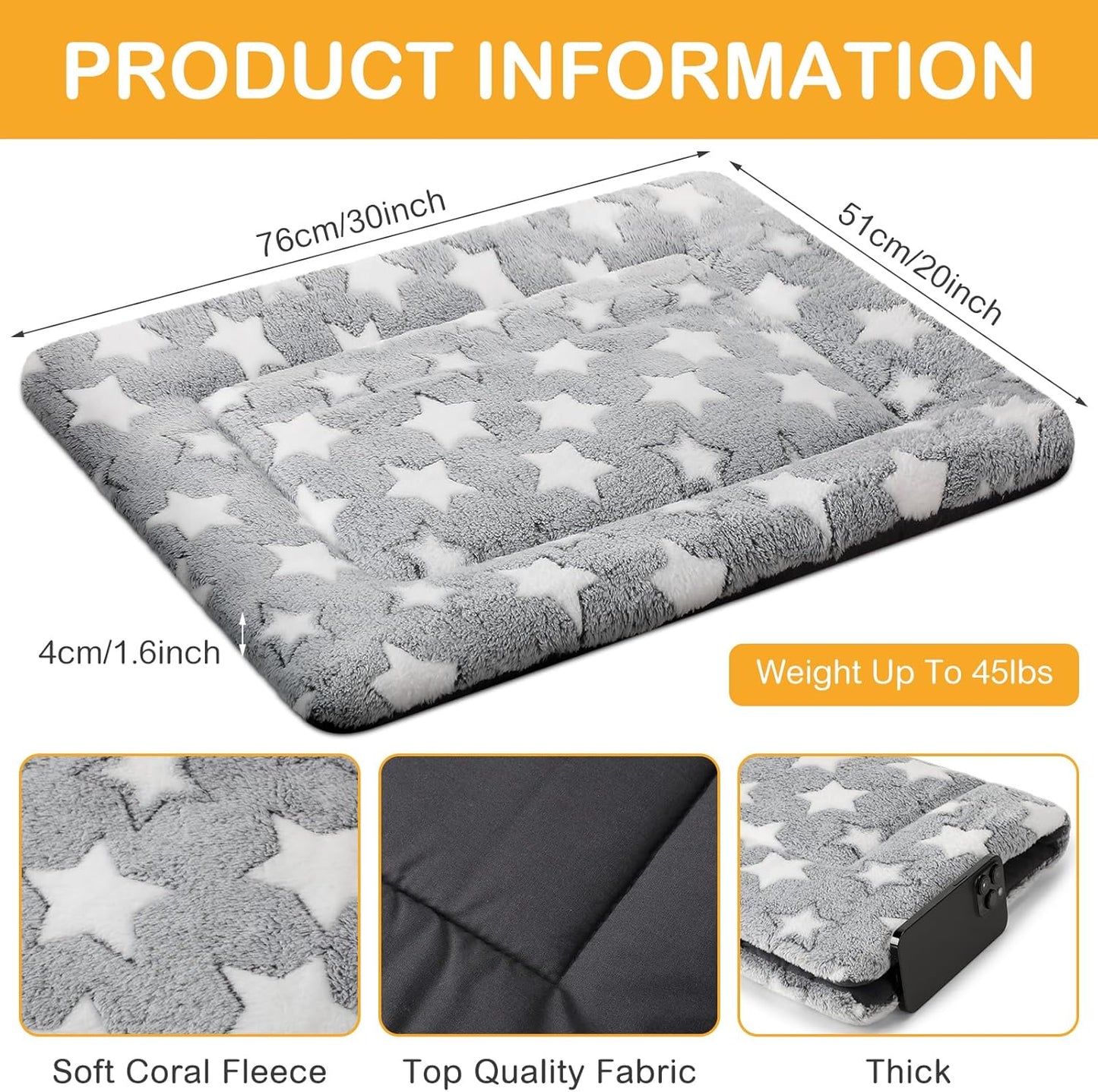 4 Pcs Washable Dog Crate Mat Kennel Pad Replaceable Reversible Pet Bed Pad for Crate Pet, Sleeping Mat for Small, Medium, Large Dog Machine Washable(20 x 30 x 1.6 Inch,Gray)