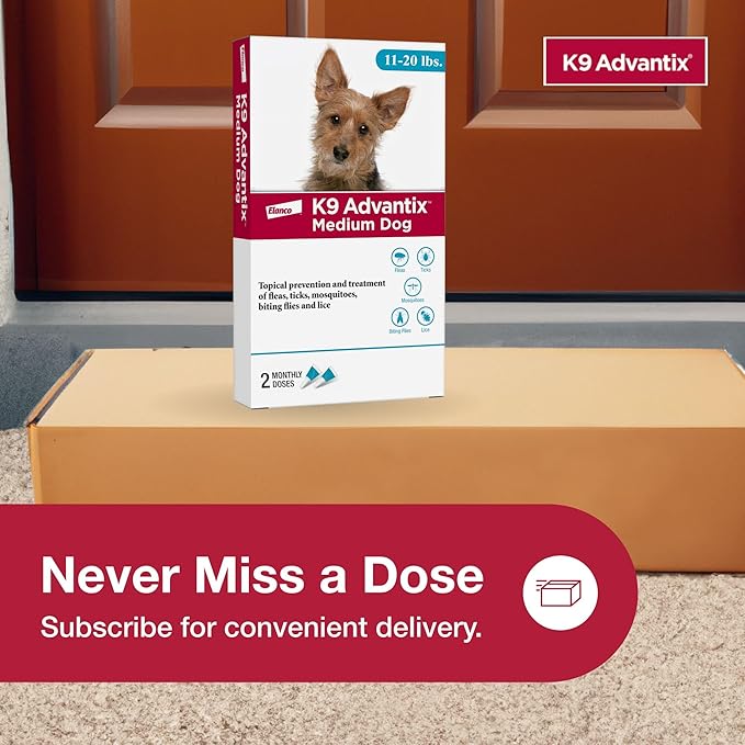 K9 Advantix Flea, Tick & Mosquito Prevention for Dogs 11-20 lbs. | Flea Drops for Medium Dogs | Apply Monthly | 2 Treatments (Pack of 3)