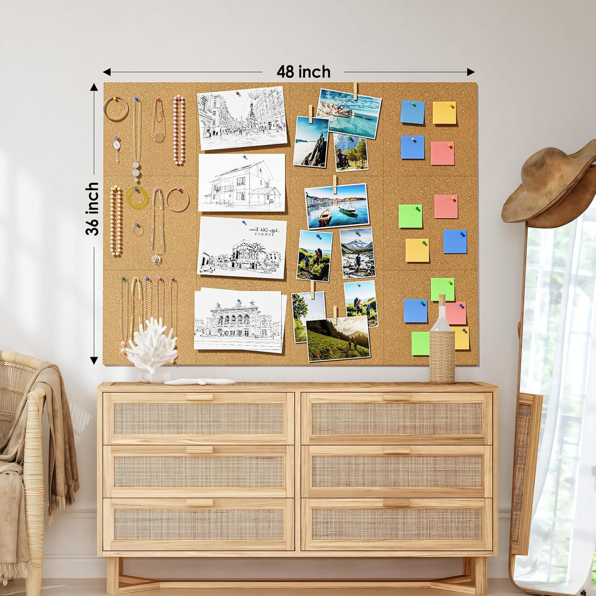MaxGear 48" x 36" Large Cork Board for Wall, 12 Pack 12" x 12" Tiles