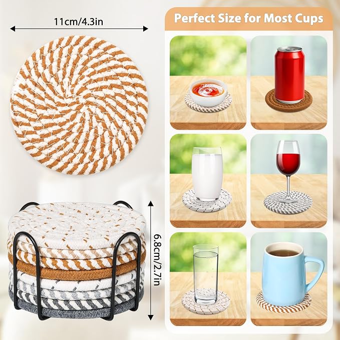 8 Style Drink Coasters with Holder, Absorbent Coasters