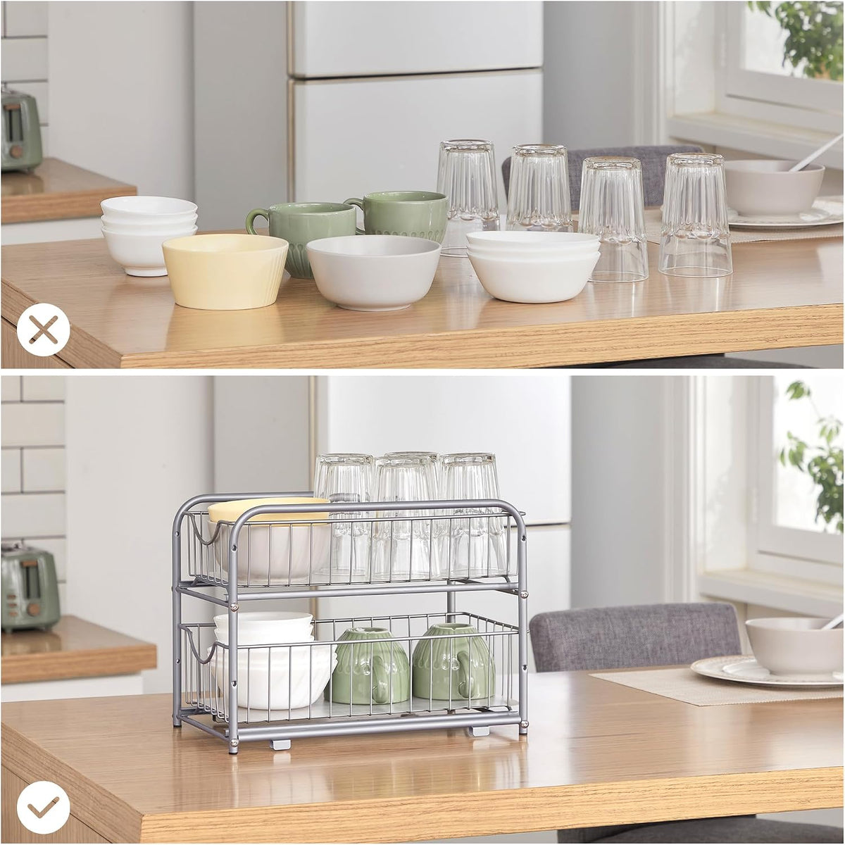 SONGMICS 2-Tier Under Sink Pull Out Organizer, Kitchen Bathroom Spice Rack