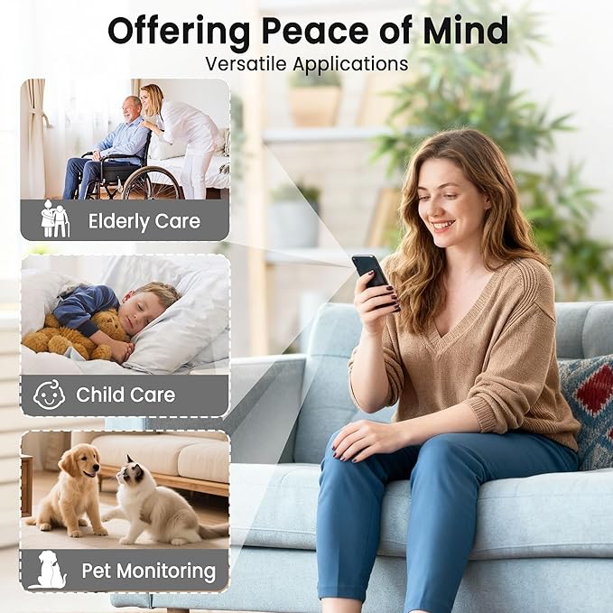 Indoor Camera, 4K Security Camera, Wireless Camera with 100-day Standby Time, Real-Time Recording, AI Motion Detection, Support Cloud & TF Storage, Auto Night Vision, Cameras for Home Security