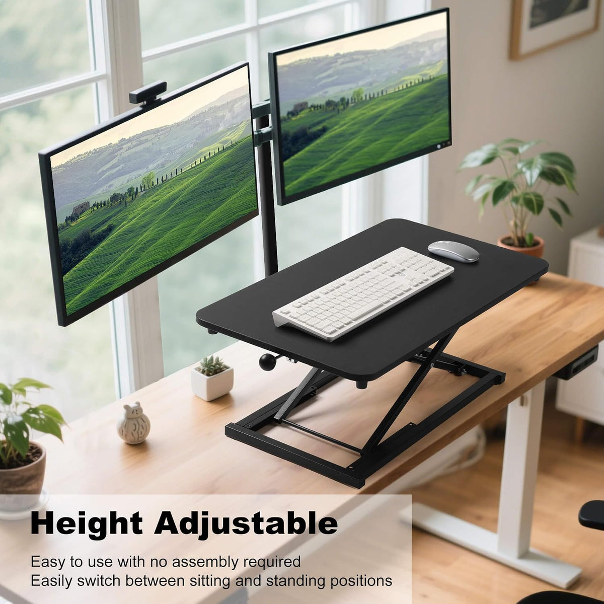 Adjustable Height Standing Desk Converter Keyboard Riser 23.6 Inch Black
