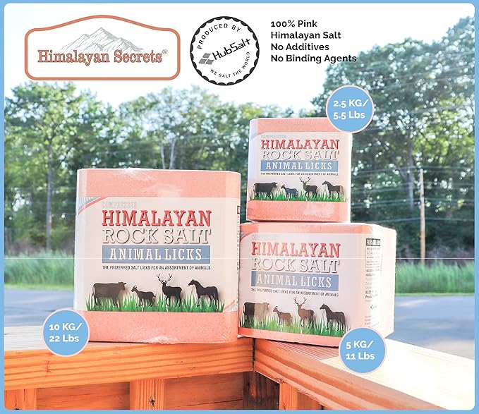 Himalayan Secrets Compressed Pink Salt Lick for Livestock and Wildlife Animals, Pure & Natural Feed Salt Block, Minerals & Trace Elements, No Additives, 5.5LB (2.5KG)