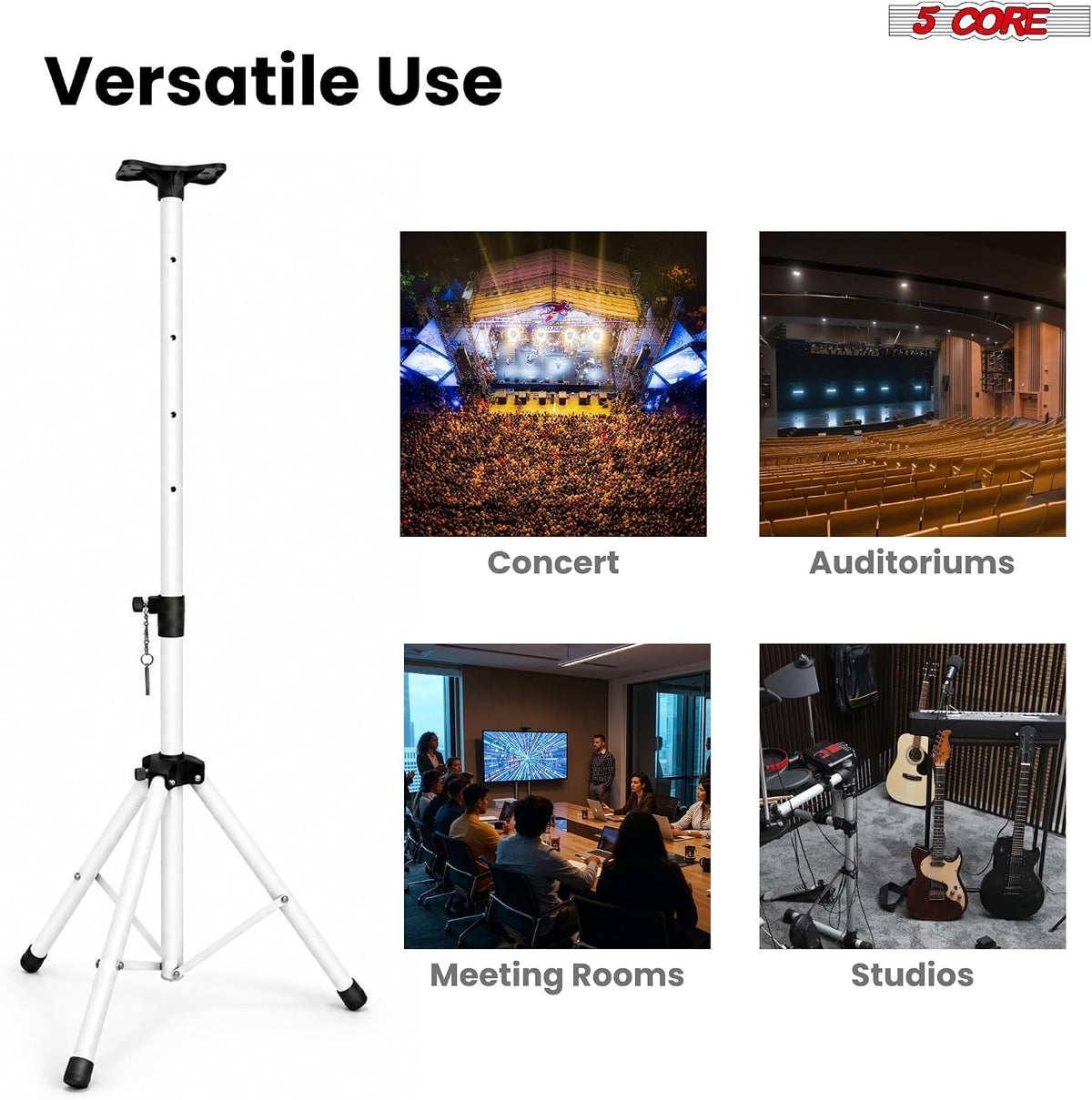 5 Core Speaker Stand Tripod Pair Adjustable PA DJ Universal Pole Mount