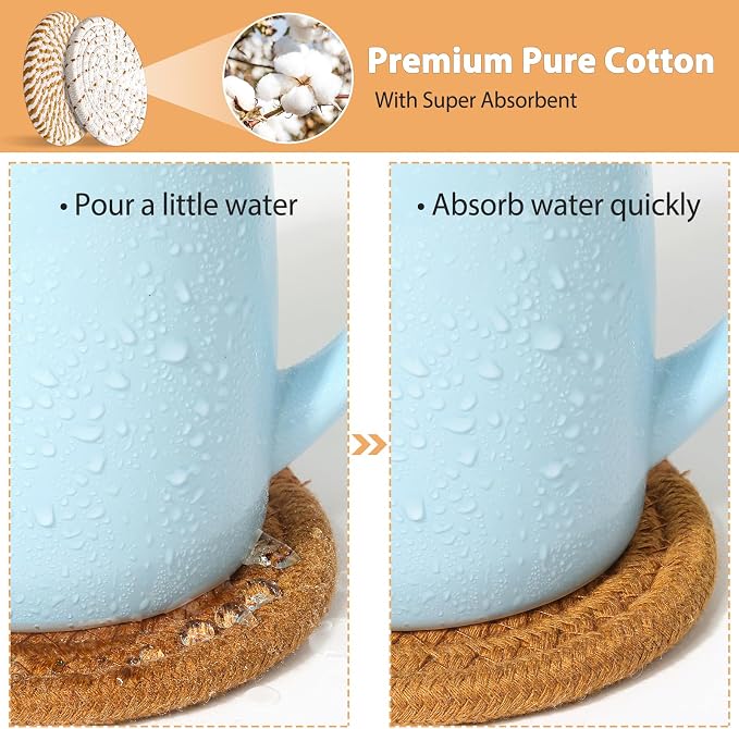 8 Style Drink Coasters with Holder, Absorbent Coasters