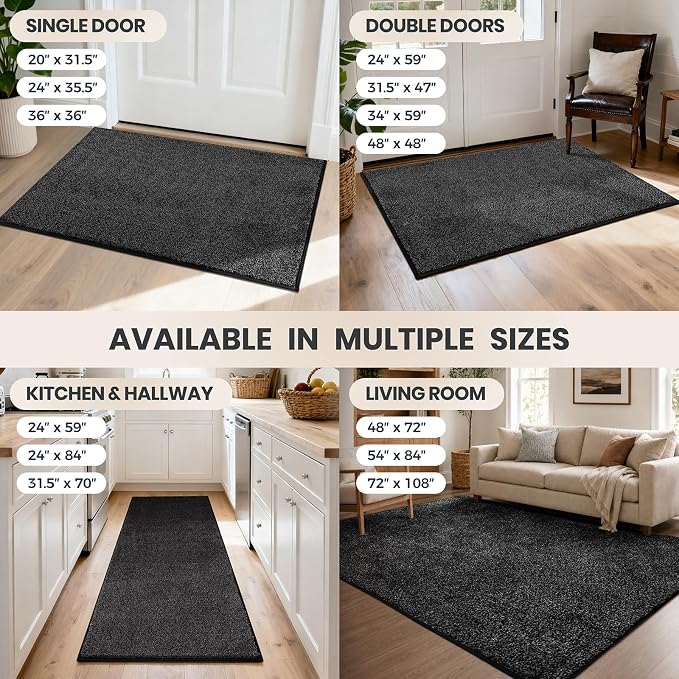 PURRUGS Dirt Trapping Door Mat 48" x 48", Non-Slip Machine Washable Entryway Rug