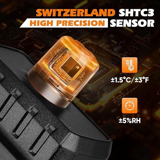 Industry Temperature Humidity Meter High Precision and High Rate Digital Hygrometer with Ambient, Relative Humidity, Dew Point, Wet Bulb Thermometer, Min/Max Hold ±1.5°C/±3°F and ±5% RH