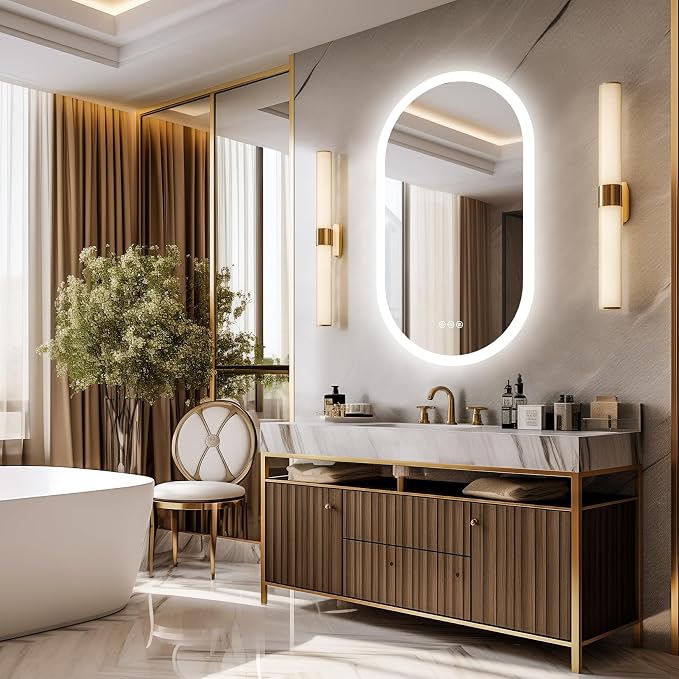 LUVODI Lighted LED Bathroom Mirror: 48x24IN Wall Mounted Dimmable 3 Colors