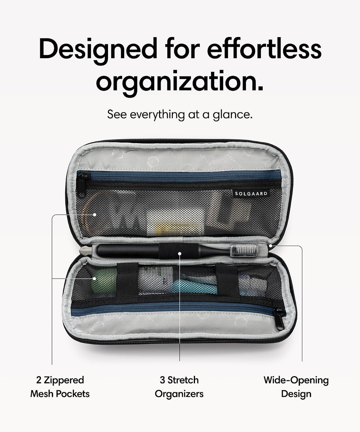 Solgaard Lifekit Versa Organizer -Travel Pouch Kit & Toileltry Bag (Black)