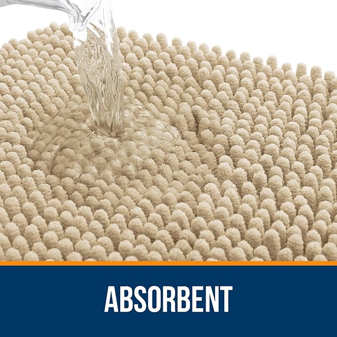 OLANLY Bathroom Rugs 36x24, Extra Soft Absorbent Chenille Bath Rugs, Rubber