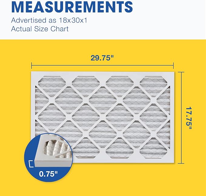 Aerostar 18x30x1 MERV 11 Pleated Air Filter, AC Furnace Air Filter, 6 Pack