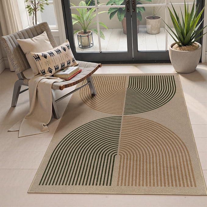 Lahome Modern Rainbow Easy Jute 3x5 Patio Rug, Washable Rugs