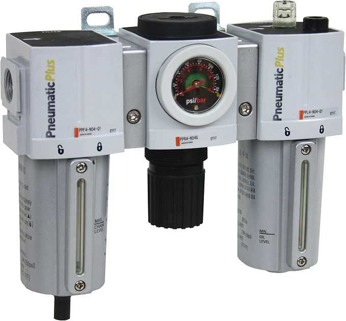PneumaticPlus PPC4-N04G-Q1 Compressed Air Filter Regulator Lubricator Combo