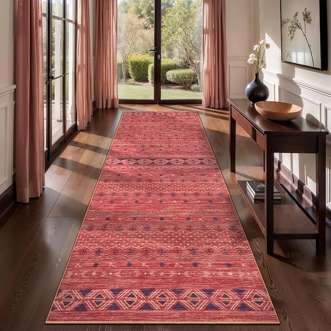 SERISSA Hallway Runner Rug, Soft Low-Pile Geometric Indoor Long Carpet