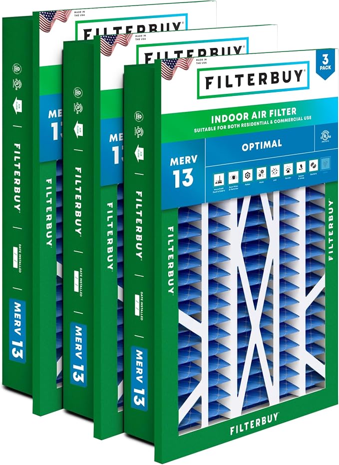 Filterbuy 20x30x5 Air Filter MERV 13 Optimal Smoke & Allergy Defense,