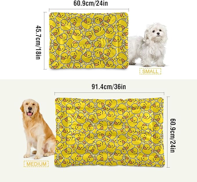 Yellow Duck Cartoon Pet Bed Cute Dog Bed Mat Absorbing Non Slip Pad Pet Sleeping Mat for Small, Medium, and Large Dogs Puppy Cat 24 in x 18 in