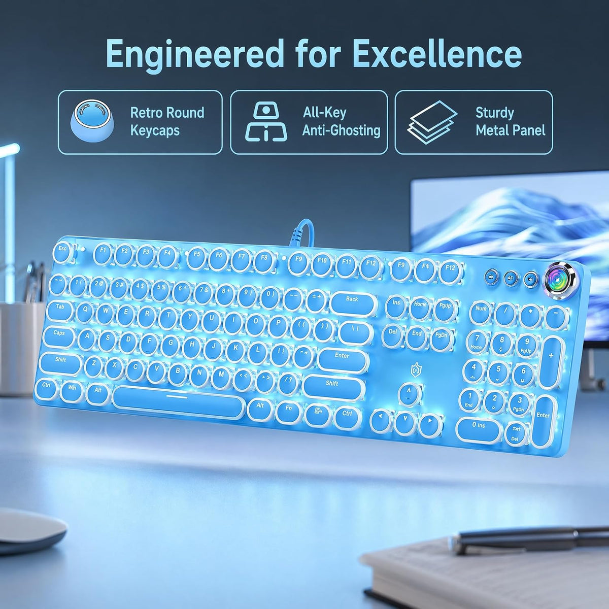 Basaltech Mechanical Gaming Keyboard and Mouse Combo, Blue