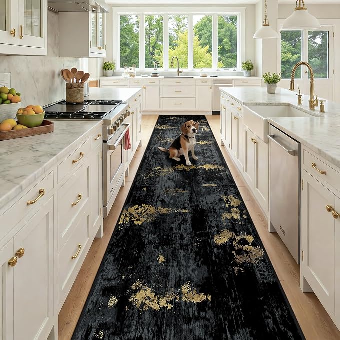 RELEANY Washable Area Rugs 3x12 Non-Slip Modern Abstract Soft
