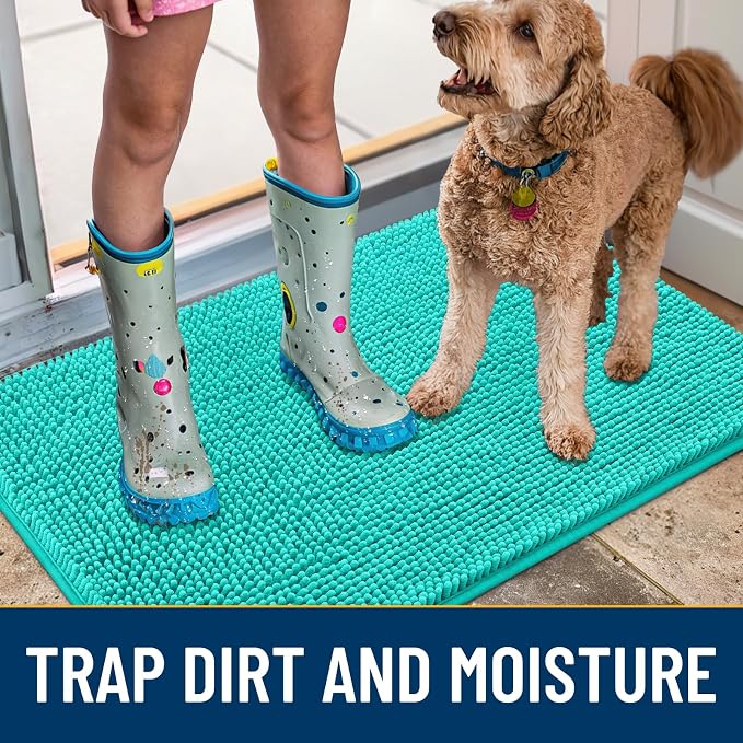 Smiry Dog Door Mat for Muddy Paws 59x32, Absorbent Dirt Trapper, Non-Slip