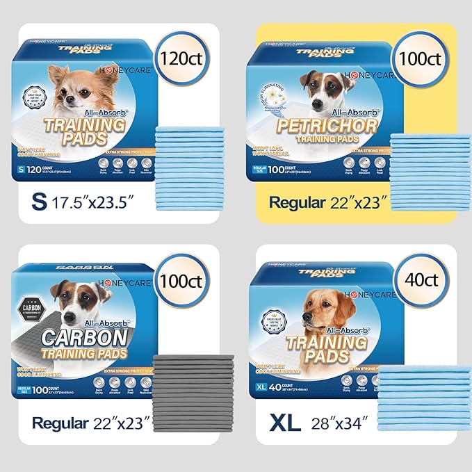 HONEY CARE All-Absorb Dog Pee Pads 28" x 34" (Pack of 7), Ultra Absorbent and Odor Eliminating Dog Puppy Pads for Training, 5-Layer Leak-Proof Pee Pads with Quick-Dry Surface for Potty Training