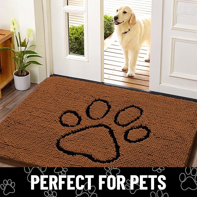 Smiry Dog Door Mat for Muddy Paws, Absorbent Dirt Trapper Non Slip Quick Dry