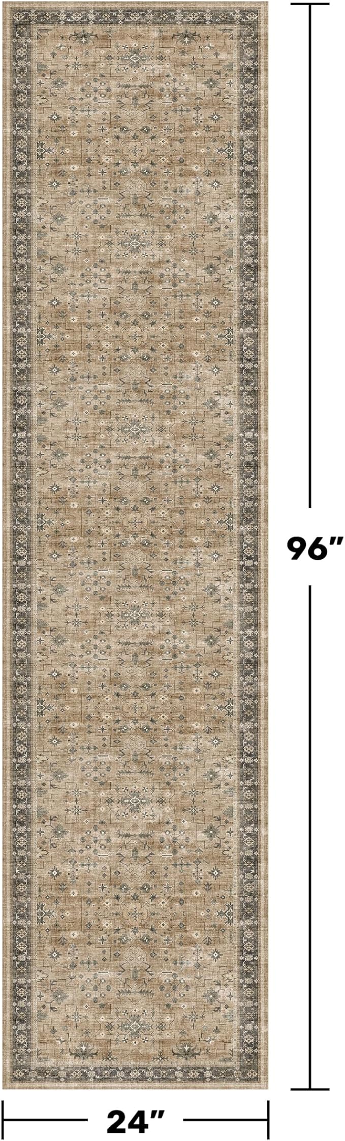 Natural Taupe 2x8 Runner Rug for Hallway, Long Runner Rug for Kitchen, Entryway