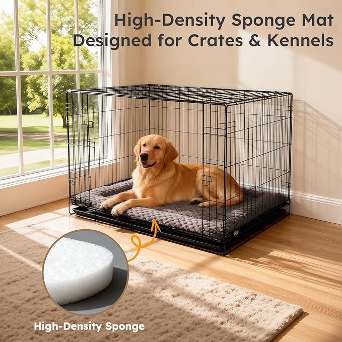 Dog Bed Mat, Dual-Sided Dog Crate Bed Mat - Ultra Soft & Machine Washable Kennel Pad for Small Dogs, All-Season Comfort Pet Bed for Crates, Travel, and Home, Light Brown, 24 x 16 Inch