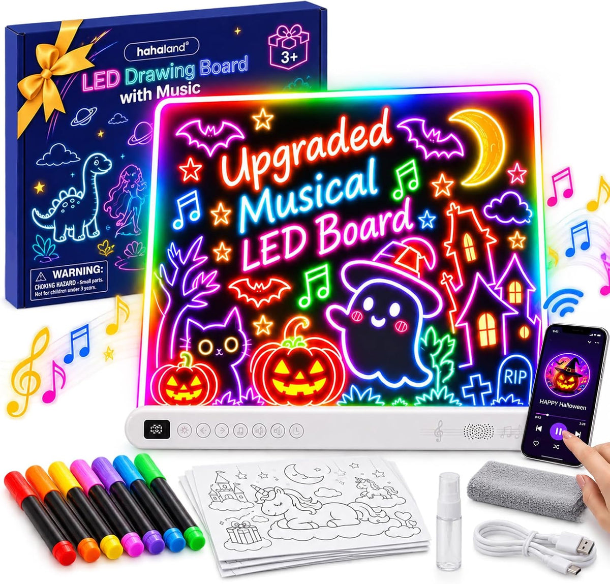 hahaland LED Drawing Board with 22 Light Effects, 16"