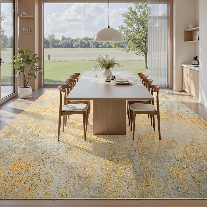Ompaa Living Room Rug 6x9 Area Rug Washable Boho Carpet Non Slip Abstract