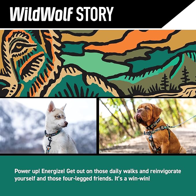 Wolfgang Heavy Duty Adjustable Dog Harness, Pull-Tested for Walking & Training, WildWolf Print, Medium