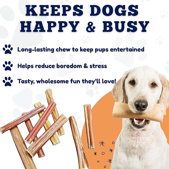 Amazing Dog Treats - 4-6 Inch Variety Bully Sticks (1 lb) - Premium Dog Chews - All Natural Rawhide Alternative - Long Lasting Dog Treats - No Hide Chew - 100% Beef - Promotes Canine Dental Health