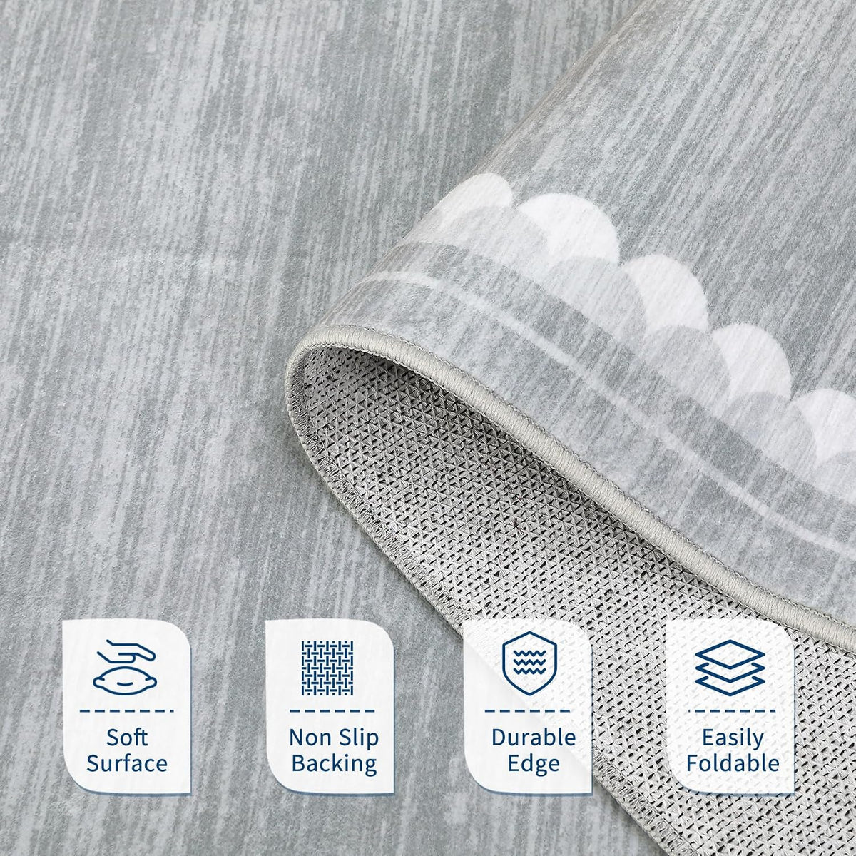 COZYLOOM Bedroom Rugs 9x12 Office Rugs for Rolling Chairs Washable Rug with Non Slip Backing, Modern Solid Non Shedding Low Pile Soft Carpet Stain Resistant Border Mats for Living Room, Bedroom, Grey