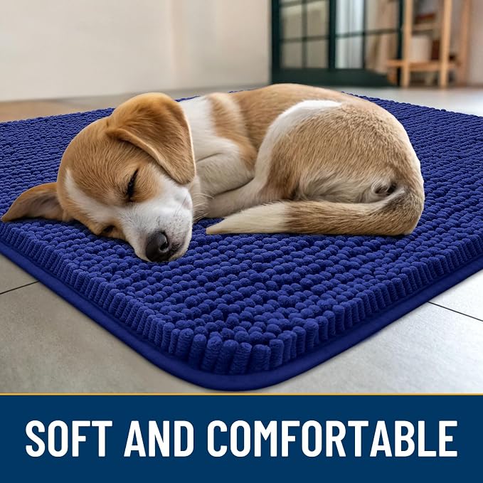 Smiry Dog Door Mat for Muddy Paws 30x20, Absorbent Dirt Trapper, Non-Slip