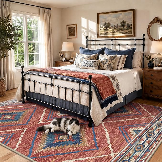 BESTSWEETIE Area Rug 6x9 Rug Machine Washable Non-Slip Low Pile Print Pattern