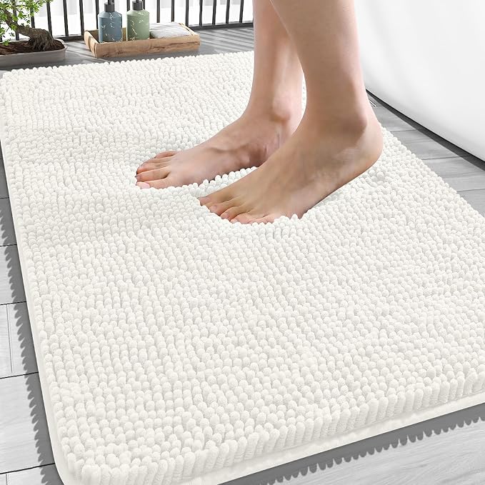 OLANLY Bathroom Rugs 34x21, Extra Soft Absorbent Chenille Bath Rugs, Rubber