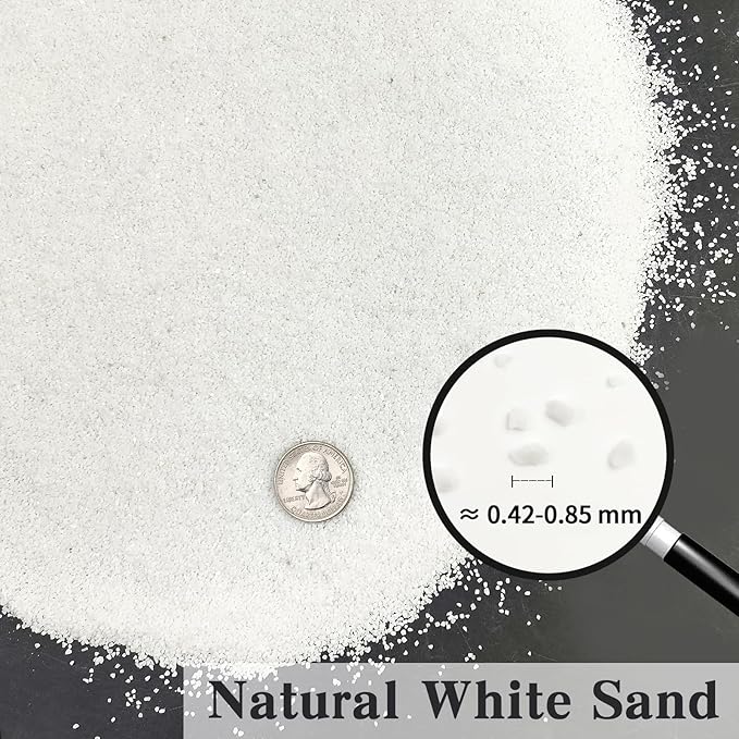 20 lbs Aquarium White Sand, 0.4-0.8 mm Mini Aquarium Gravel for Fish Tank. Decorative Sand for Fish Tank, Paintings, Plants Potted, Fire Pits, Candle, Vase and Crafts