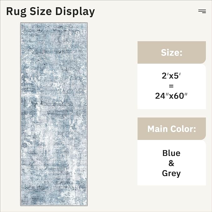Soalmost Runner Rug 2x5 Washable Non-Slip Kitchen Runner Rugs