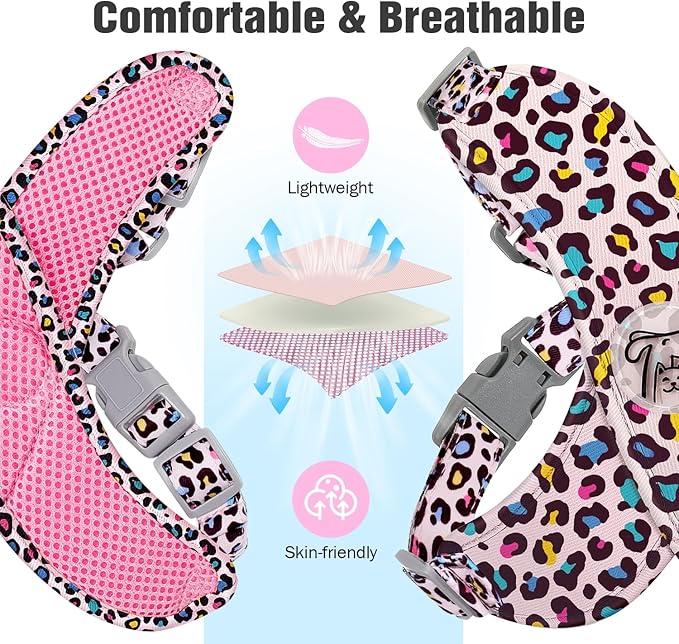 Pawaboo Small Dog Harness and Leash Set, Puppy Harness X-Frame No Pull No Choke, Dog Vest Harnesses Adjustable for Small Medium Sized Dogs,Soft Breathable Pet Harnesses for Walking, S, Pink Leopard