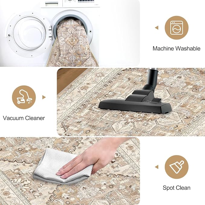 Yamaziot Washable Runner Rug, 2x6 Non-Slip Boho Vintage Hallway Rug Runner