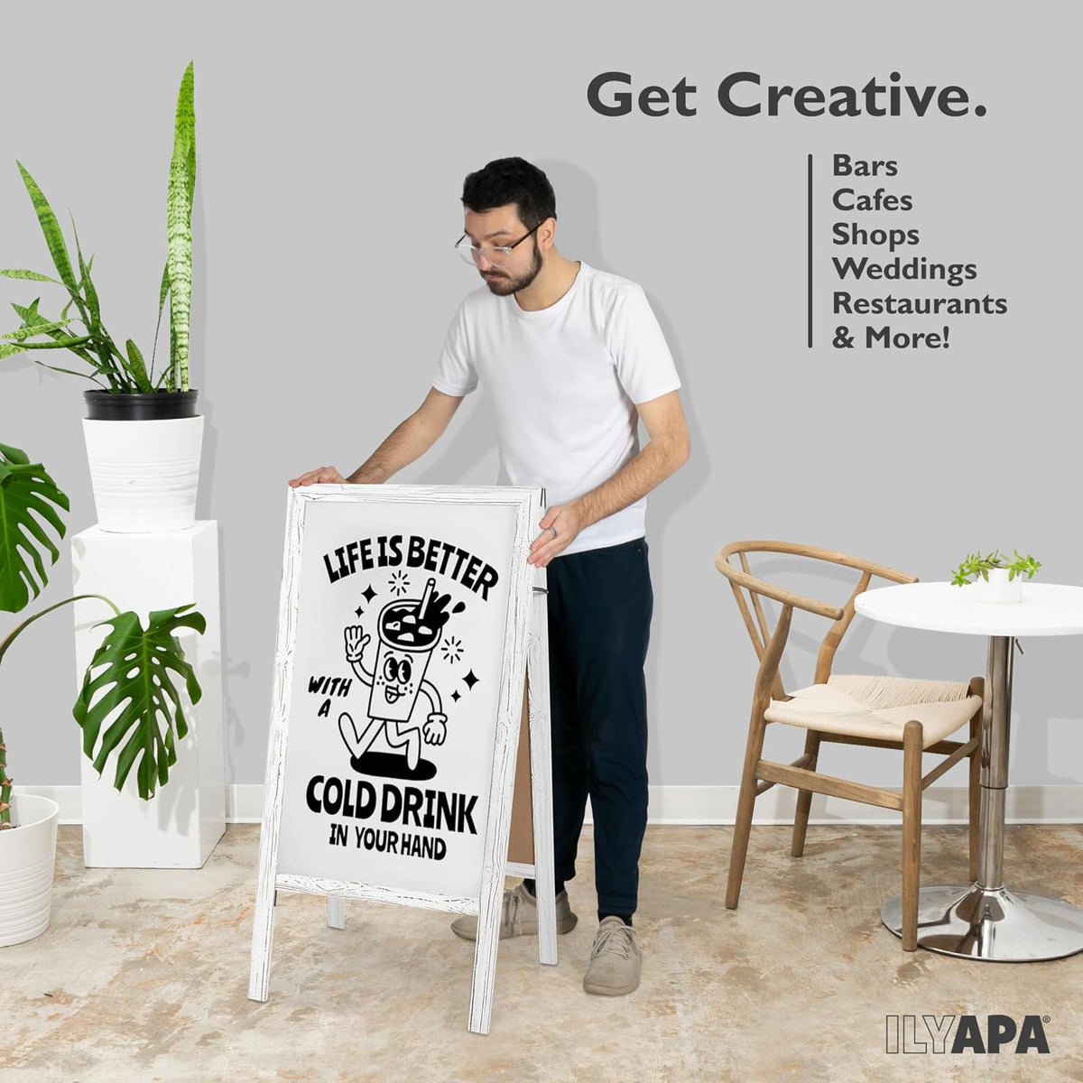 Ilyapa A Frame Whiteboard Easel Sign 40x20 in - Sandwich Signs Outdoor