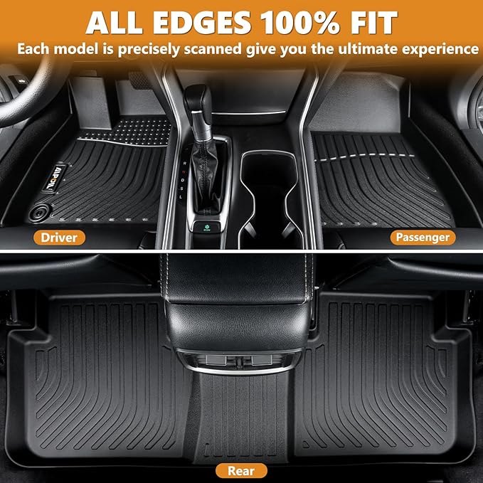 AIPOIL® Floor Mats & Cargo Liner Set for 2015-2026 Ford Mustang (Without Subwoofer in The Trunk & Not for Ford Mustang Mach-E) All Weather Protection Full Set Accessories - Black
