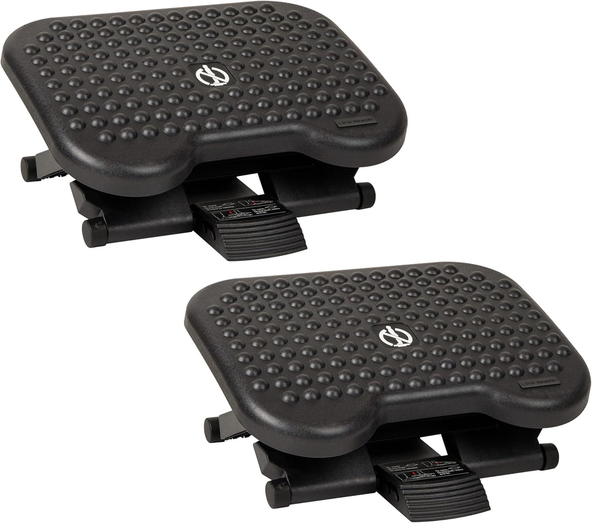 Mind Reader Foot Rest, Under Desk at Work, Ergonomic, Height Adjustable, Office, Plastic, 17" L x 13" W x 6.25" H, Set of 2, Black