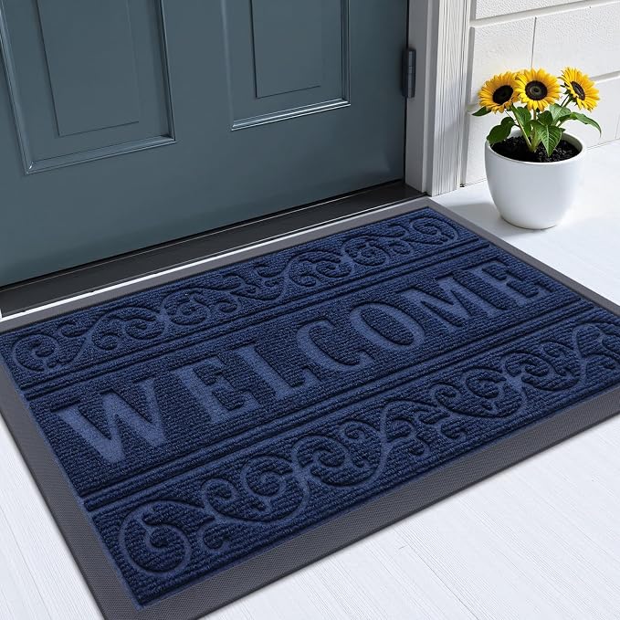 OLANLY Welcome Door Mat Indoor Outdoor Entrance, Heavy Duty Sturdy Front Door