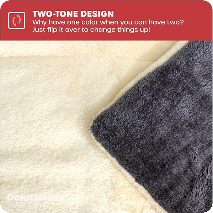Downtown Pet Supply - Comfort Dog Crate Mat - Soft Fleece Nap Mat - Machine Washable - Oatmeal/Charcoal - 35 in x 22 in - Large