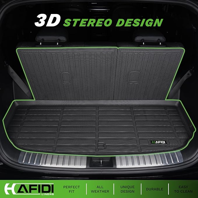 All Weather Floor Mats & Cargo Liner for Chevy Equinox EV 2024 2025 2026 with Backrest Custom Fit Full Set Accessories - Black